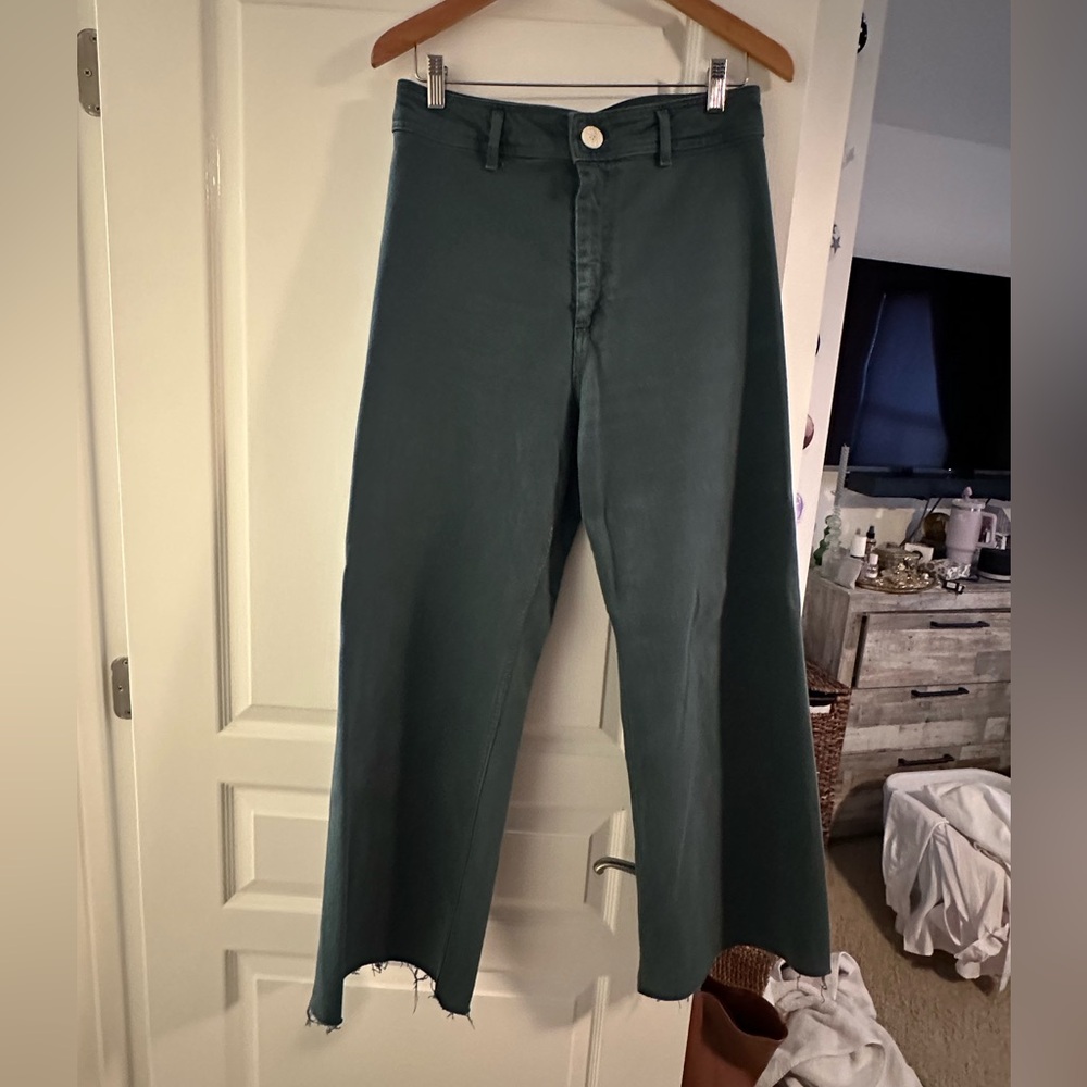 Zara The Marine Straight Jean, Green Sz 10
